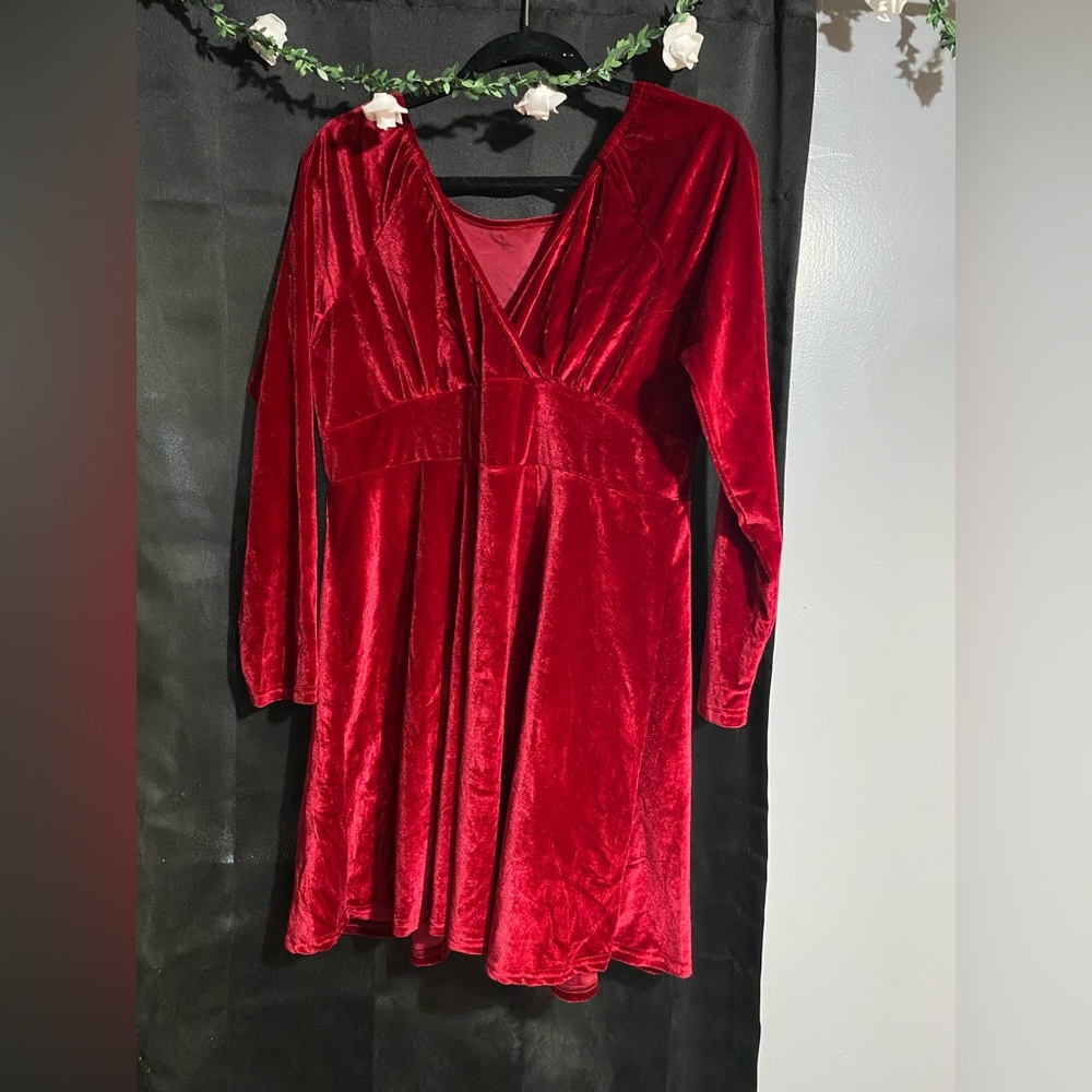 Elegant Red Velvet Dress
